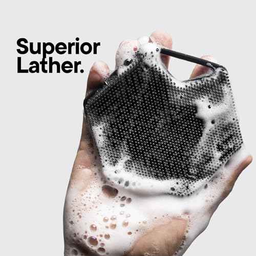 TOOLETRIES Body Scrubber 2.0 ? Premium Silicone Scrubber for Cleaning, Exfoliating Your Skin ? Extra Long Lather Boosting Bristles with Ergonomic Handle, Long-Lasting & Easy to Clean - Charcoal