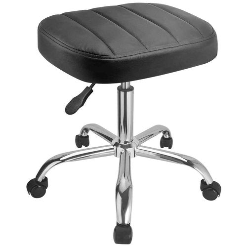 JOSTZHXIN Black Square Swivel Stool Height-Adjustable Rolling Chair, Rolling Stool for Work SPA Shop Massage, Office Tattoo Spa Shop Chair