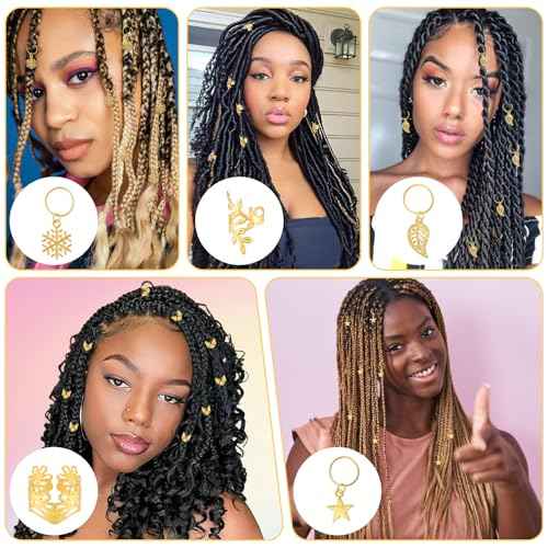 40Pcs Gold Hair Jewelry for Women Adjustable Hair Cuffs for Braids Loc Jewelry Metal Hair Rings Clips Braid Hair Dreadlock Braid Accessories for Women Men Music Festival Party