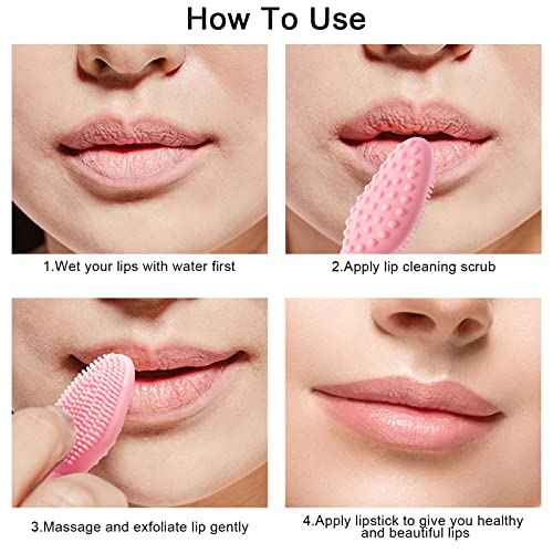 Silicone Lip Scrubber Exfoliator Tool, 10 Pcs Soft Double-Side Lip Brush, Dark Lip Care and Beauty - Pink