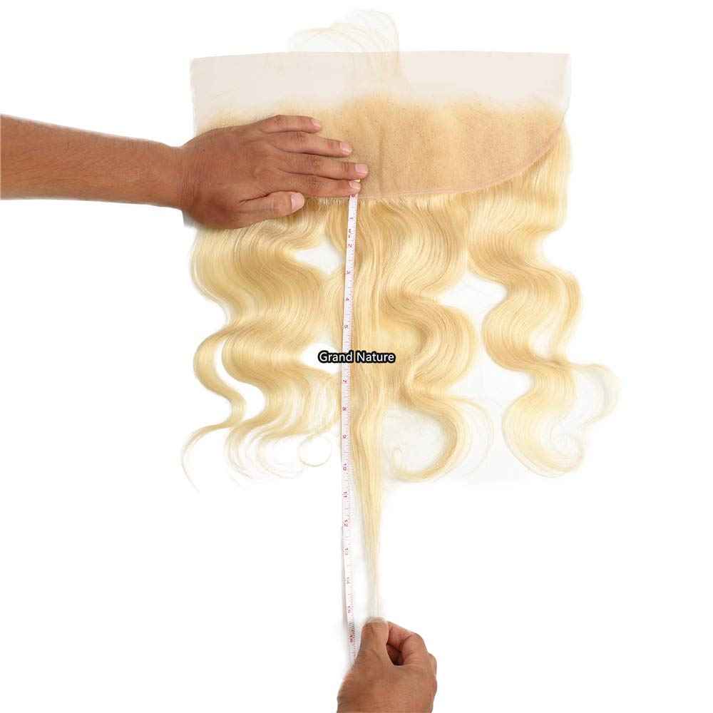 Grand Nature 613 Blonde Lace Frontal Wavy Hair Extension, 14 inches, Sew-In Installation