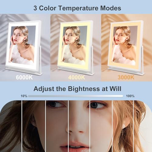 Beelux Vanity Mirror with Lights, New Hollywood Lighted Makeup Mirror with Dimmable Light, Smart Control, Memory, Adjustable Warm White/Natural/Daylight, Birthday Present, 360¡ÆRotation (11 in. White)
