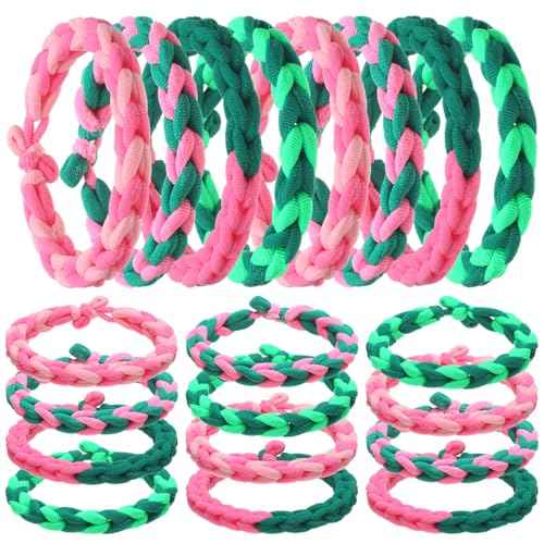 48 Set Pink and Green Party Favor Wizard Bracelets Friendship Gift Bulk for Women Witch and Princess High Elastic Hair Tie Hair Accessory Decoration for Birthday Party Christmas Bachelorette