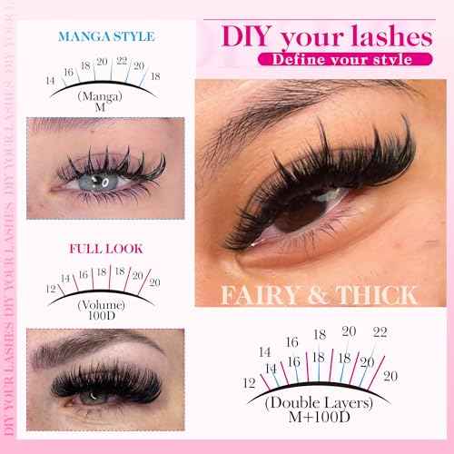 Lash Clusters 100D Long 12-20mm Lash Spikes Eyelash Clusters Volume Individual Lashes DIY Spiky Lash Extension Mega Cluster Eyelash Extensions Mink Strips Lashes Thick by CORUSCATE