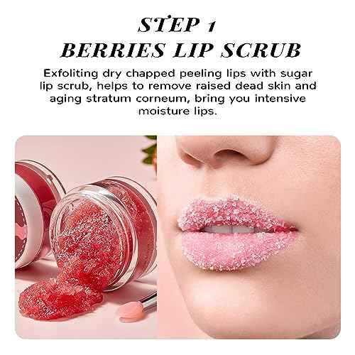 Lip Scrub & Lip Mask Set, Lip Sleeping Mask, Overnight Treatment Lip Care Products, Skin Care Christmas Gifts for Girls, Moisturize & Nourish, Dry Cracked Lips, Intense Hydration with Vitamin C
