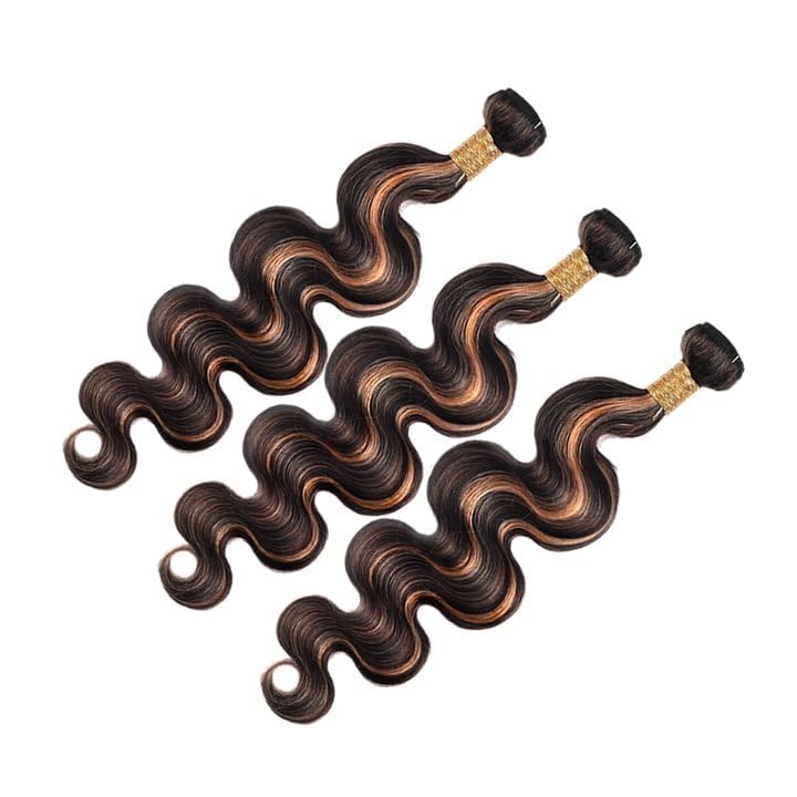 Highlight P1B30 Human Hair Bundles Borwn Body Wave 3 Bundles 20 22 24 inch Ombre Bundle Human Hair 2 Tone Black and Brown Bundle