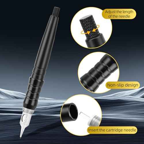 ATOMUS DIY Tattoo Cartridge Pen Poke and Stick Tattoo Kit with Stencil Pattern Practice Skin Ink Cups 10pcs 3RL 5RL Tattoo Cartridge Needles Bandage Table Mats