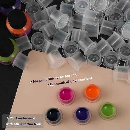 1000Pcs Tattoo Ink Caps Cups - Rayyl Tattoo Ink Cups with Base #14mm Clear Plastic Pigment Cups Disposable Tattoo Ink Caps Cups Container Cups for Tattoo Ink and Pigment... (1000pcs-14mm)