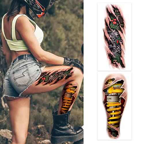 ROARHOWL Very cool machine 3D realistic fake tattoos£¬wound robot makeup Temporary Tattoos for men women (Design 5)