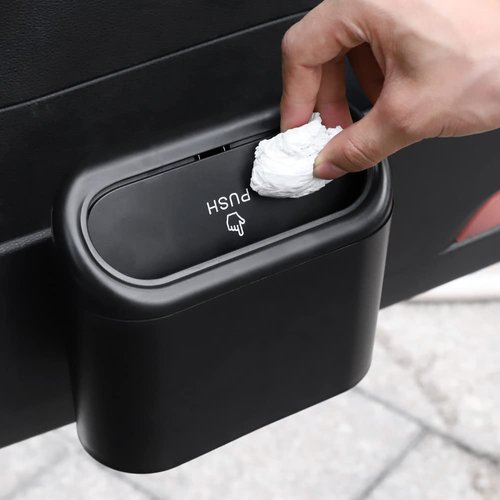 Accmor Car Trash Can with Lid, Mini Vehicle Trash Bin Car Dustbin Garbage Organizer Holder with 2 Roll Trash Bag, 2 Pack Portable Hanging Leakproof Cars Storage Bag Container for Auto, SUV, Office