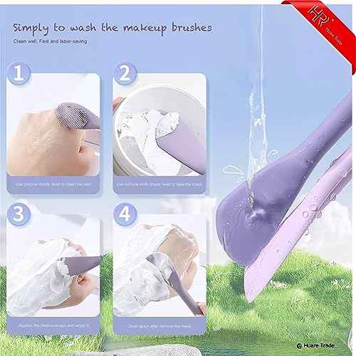 Silicone Face Mask Applicator 3 Packs, Huare Technology Facial Mask Brushes for Mud,Clay,Charcoal Mixed Mask,Soft Makeup Beauty Brush Tools for Apply Cream,Lotion (Pink+Purple+Gray)