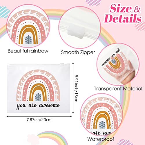 Amylove 100 Pcs Cosmetic Makeup Bag Bulk for Women Inspirational Zipper Pouch Rainbow You Are Awesome Travel Pouch Toiletry Bag for Women Girls Teacher Friend Birthday Party