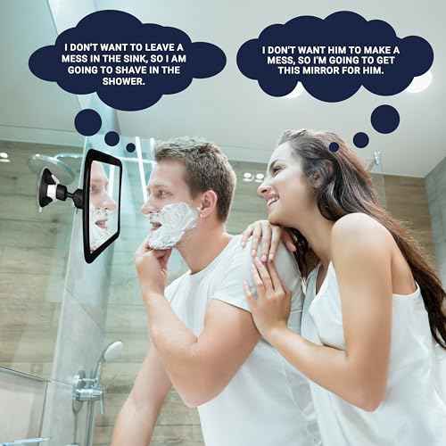 MIRRORVANA Fogless Shower Mirror for Shaving with Upgraded Suction, Anti Fog Shatterproof Surface and 360¡Æ Swivel, 1X Magnifying, 6.3 x 6.3 Inch (Black)