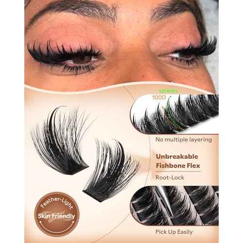 Manga Lash Clusters With Spikes Wispy Cluster Eyelash Extensions Fluffy Anime Eyelashes Clusters Reusable Faux Mink Fairy Individual Lash Extension (D Curve 12-18mm 204 pieces)
