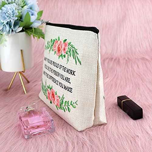 Sfodiary Thank You Gift Makeup Bag for Team Leader Coworker Inspirational Appreciation Gift for Employee Boss Teacher Cosmetic Bag Going Away Retirement Gift for Friends Social Worker Travel Pouch