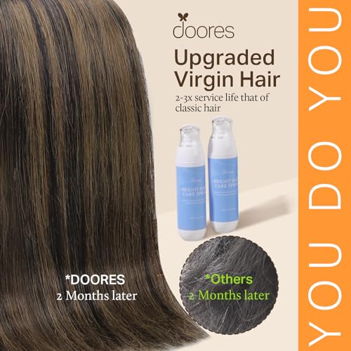 DOORES Clip in Hair Extensions Human Hair Extensions, Balayage Dark Brown to Chestnut Brown 120g 7pcs 18 Inch Real Human Hair Extensions Clip in Straight Remy Silky Weft