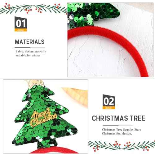 BELSITA 1Pcs Christmas Headbands for Kids Adults Christmas Hairbands Xmas Tree Head Hat Toppers for Christmas Holiday Party Hair Accessories Photos Booth Headdress Gift Supplies