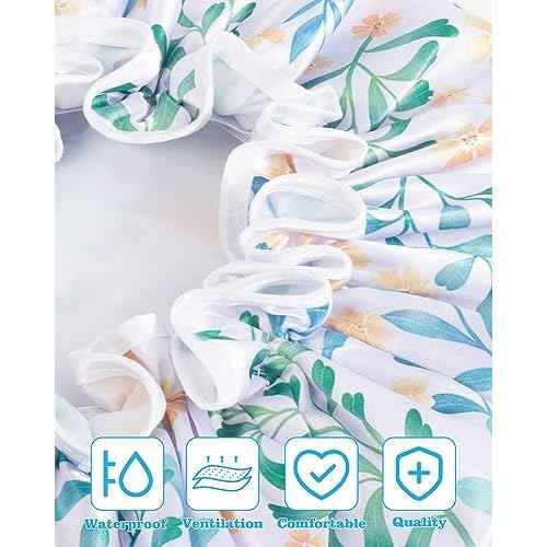 Aquior Shower Cap for Women, Reusable Shower Caps Double Layer Waterproof Womens Girls Adult Hair Cap for all Hair Lengths with EVA Lining, Soft Shower Caps for Long Thick Hair