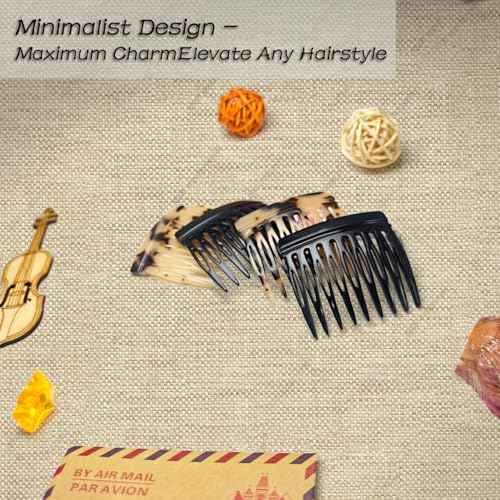 4-Piece Small French Combs for Fine Hair - Decorative Side Combs for Women Fine Thin Hair