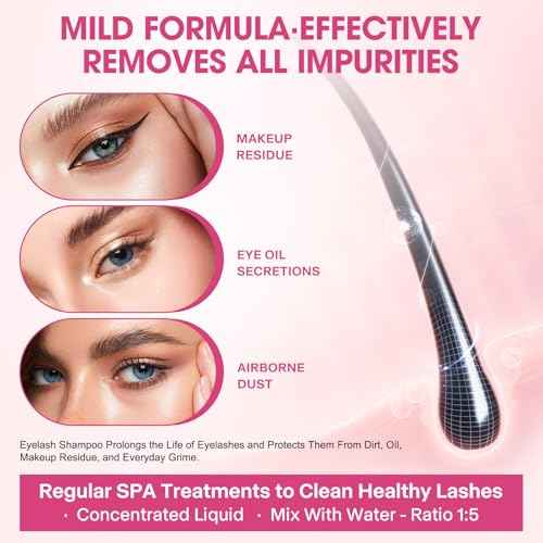 Lash Shampoo Concentrate | 100ml Oil-Free Foaming Cleanser for Gentle, Deep Lash Cleansing