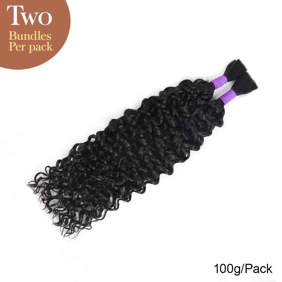 Human Braiding Hair Boho Hair For Braiding Water Wave Bulk Human Hair Braiding Hair No Weft 100g (1Pack-2Bundles) 100% Human Hair Braiding For Bohe Braids (Water Wave, 22 Inch)