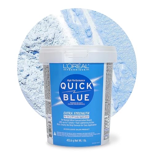 L'OREAL TECHNIQUE Quick Blue High Performance Bleach | Professional Hair Bleaching Powder | No Drip Formula | Extra Strength Lightening Action Lifts Up To 7 Levels | Single Application | 1 Pound