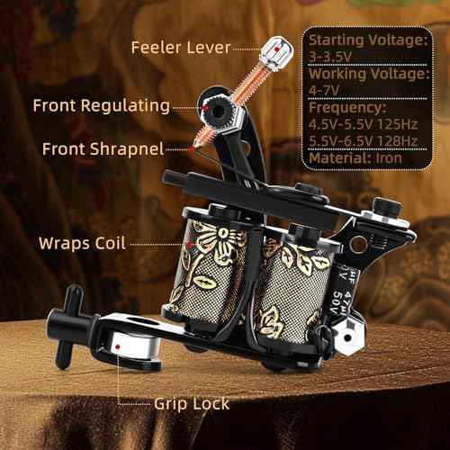 ATOMUS Tattoo Coil Machine Gun 8 Wraps Coil Liner Shader Iron Frame for Tattoo Beginners Starters