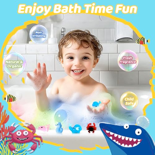 30 Bath Bombs for Kids with Toys Inside, Kids Bath Bombs Gift Set with 30 Sea & Land & Sky Animal Surprise Toy, Bubble Bath Toys, Christmas Gifts for Girls Boys, Stocking Stuffers