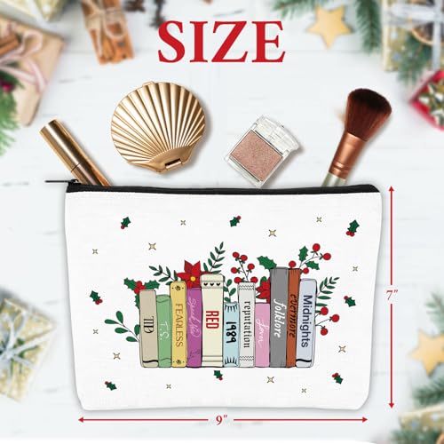 Christmas Makeup Bag for Women Girls, Singer Merch Gifts, Christmas Cosmetic Bags for TS Fans, White Elephant Gifts for Mom Wife Sister Friends, Cute Holiday Travel Purse Zipper Pouch Bag