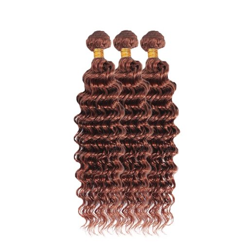 Ombre Human Hair Bundles Highlight Brown Deep Wave Bundles Hair Extensions 28 30 32 Inch Grade 8A Brazilian Virgin Remy Hair 3 Bundles Double Weft P1B/30 Bundles Hair Weave