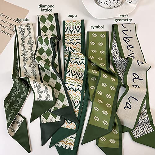 NCDUANSAN Retro small silk scarf girl heart spring and summer narrow ribbon headband headband bag long scarf headdress