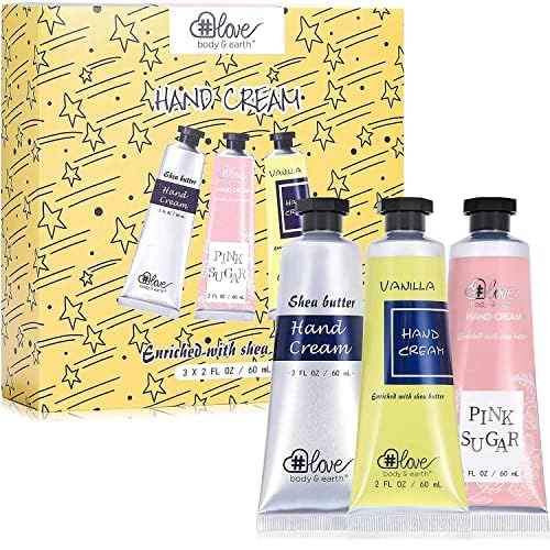 Body & Earth # Love Nourishing Hand Cream Gift Set, 3x2.0 oz, Shea Butter, Argan Oil, Vitamin E, Moisturizing, Fresh Fragrances, For All Skin Types, Perfect For Travel