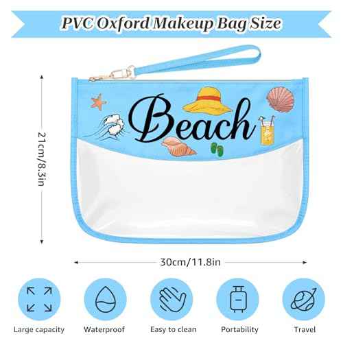 Beach Themed Gifts for Women Friends Adults Blue Makeup Bags with Zipper Beach Lovers Gift Ideas Summer Travel Essentials Cosmetic Travel Bag Organizer Graduation Birthday Present