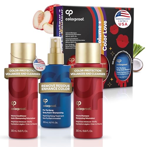 Colorproof Volume Gift Set - Volume Shampoo (8.5 Fl. Oz.), Volume Conditioner (8.5 Fl. Oz.), Pre-Tox Spray (6.7 Fl. Oz.)