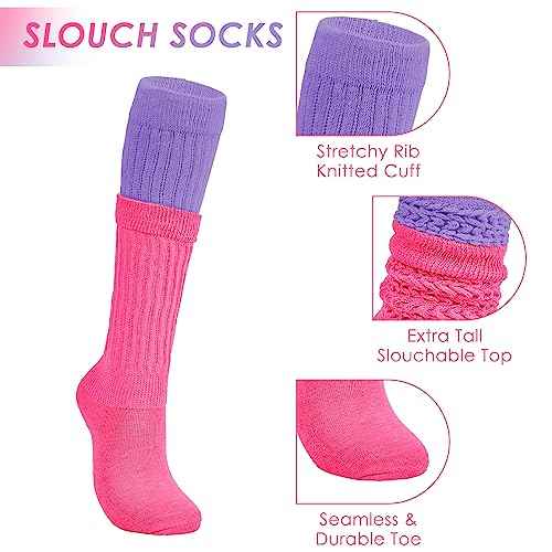 Zando Slouch Socks for Women - 80s 90s Knee High Scrunch Socks Soft Long Stacked Boot Sock Warm Winter Sock Daily Wear