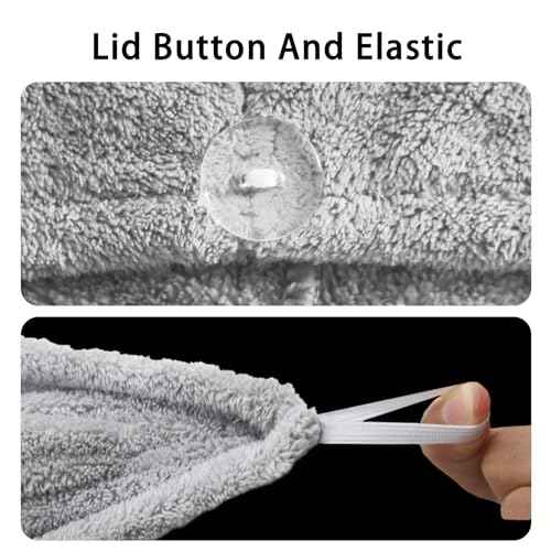 2 Pack Microfiber Hair Towel Wrap for Women Super Absorbent Quick Dry Hair Turban for Drying Curly, Long & Thick Hair 10 inch X 26 inch Lightgrey+Lightgrey