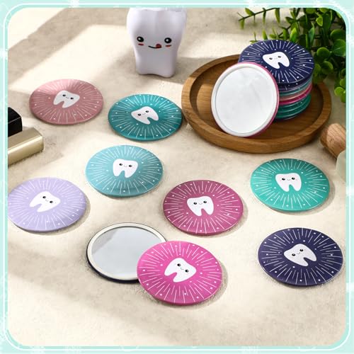 Geetery 18 Pcs Dentist Appreciation Gifts Tooth Compact Mirrors Dental Hygienist Assistant Accessories for Dental Students Woman Office Staffs Assistants