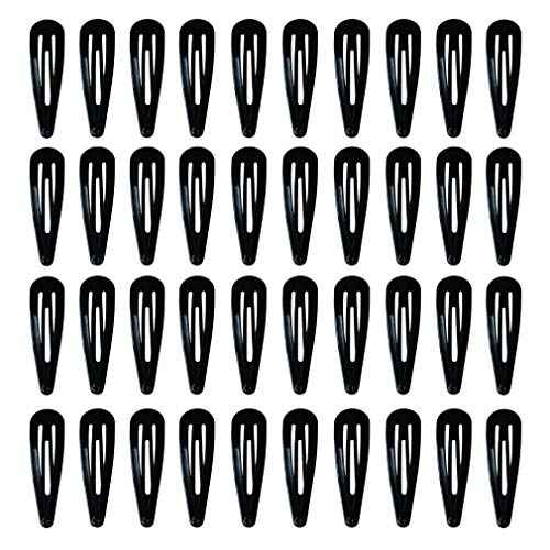 40 Pack Black 2 Inch Barrettes Women Metal Snap Hair Clips Accessories