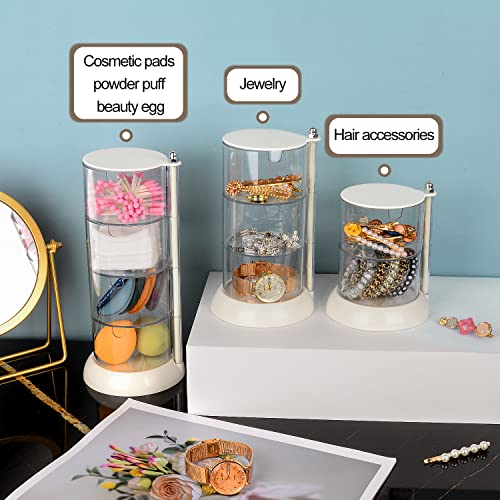 JessLab 4 Layer Clear Jewelry Organizer, 360¡Æ Rotatable Acrylic Hair Accessory Organizer, Hair Clip and Tie, Earring Storage for Bathroom Vanity Countertop