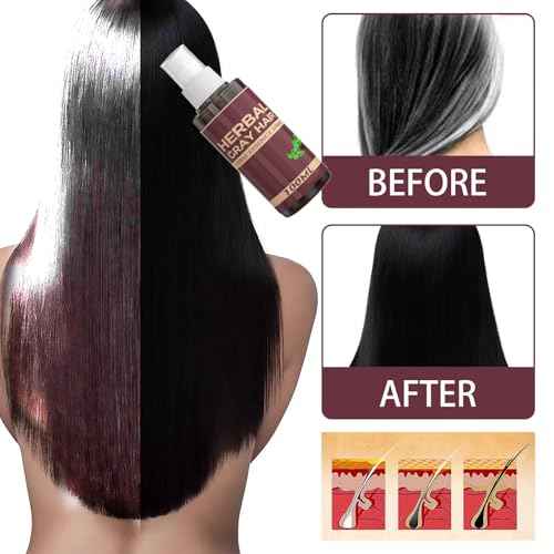 Herbal Gray Hair Spray, Hair Darkening Conditioner Spray, Herbal Hair Coloring Spray, Hair Darkening Conditioner, Reverse Grey Hair,Hair Coloring Essence for 4 Weeks Gradual Results (1-pcs)