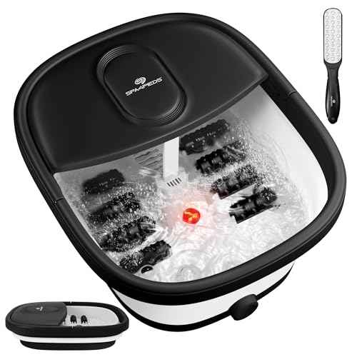 2025 Collapsible Foot Spa Bath with Massage Roller and Jets, Red Light, Pedicure Tool, Feet Soaking Tub for Stress Relief & Soft Feet, Gift for Mom and Dad