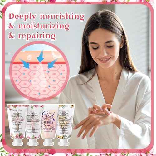 24 Pcs Christian Hand Cream Bulk Gifts for Women Breast Cancer Awareness Favors Bible Verse Lotion Scripture Travel Hand Lotion for Dry Cracked Bulk Religious Gifts for Women (Cross Style)
