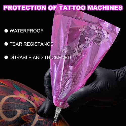300PCS Purple Tattoo Machine Bags, Disposable, Waterproof, 4x5.1 Inches, Tattoo Supplies, Tattoo Kits