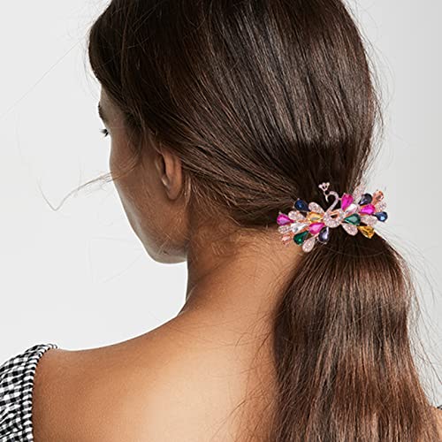 Peacock Rhinestone Hairpin Luxury Crystal Hair Barrette Clip(Colorful)