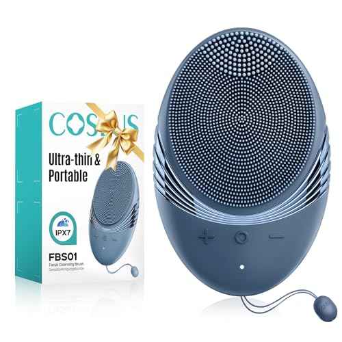 COSLUS Silicone Face Scrubber for Men: 5 Cleansing Modes Facial Cleansing Brush for Beard Care, Sensitive Skin - Deep Cleansing? & Gentle Exfoliating, Waterproof Portable for Shower & Travel, Navyblue