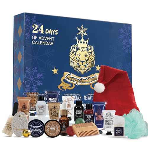 Advent Calendar 2025 Rinse & Robust 24 Days Christmas Gift Set for Men Holiday Gift Baskets for Men with Beard Care Skincare Beauty Advent Calendar, Happy New Year Countdown Calendar Gift Set