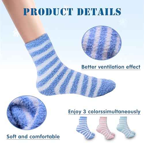 3 Pairs Aloe Socks Moisturizing Spa Socks for Dry Cracked Feet, Sleeping Fuzzy Socks Non Slip Lotion Socks for Women Men Spa, Foot Care Socks for Repairing Softening Dry Cracked Heel