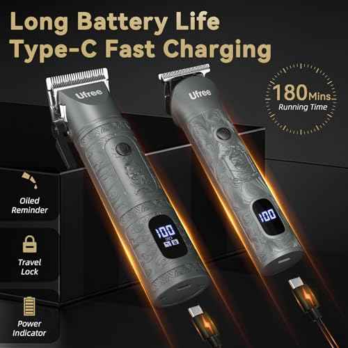 Ufree Beard Trimmer for Men Professional with Hair Clippers, Barber Clippers and Trimmers Set, Electric Razor Shavers for Men, Cordless Mens Grooming Kit for Nose, Ear, Face, Hair, Gifts