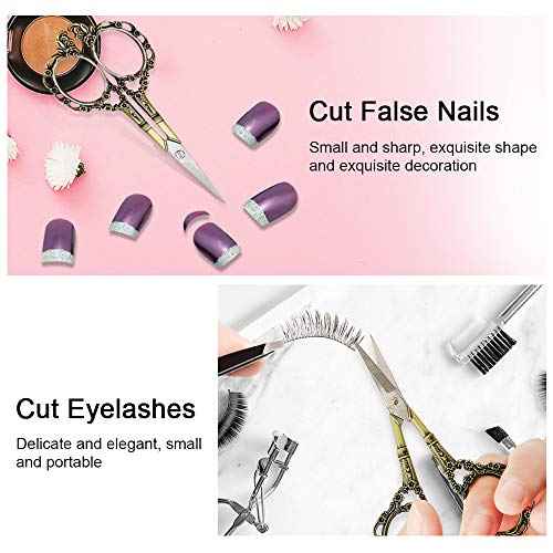 Professional Manicure Scissors, EBANKU Vintage Stainless Steel Cuticle Precision Beauty Grooming for Nail, Facial Hair, Eyebrow, Eyelash, Nose Hair (Gold)