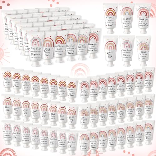 72 Pack Employee Appreciation Team Gifts Bulk Travel Size Hand Cream Inspirational Thank You Gifts Boho Rainbow Hand Lotion Bulk for Teachers Day Christmas Staff Employees Coworkers Women